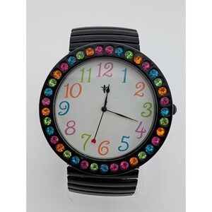 Cannes Watch Women 48mm Case Colorful Dial Black Stretch Band- New Battery‎